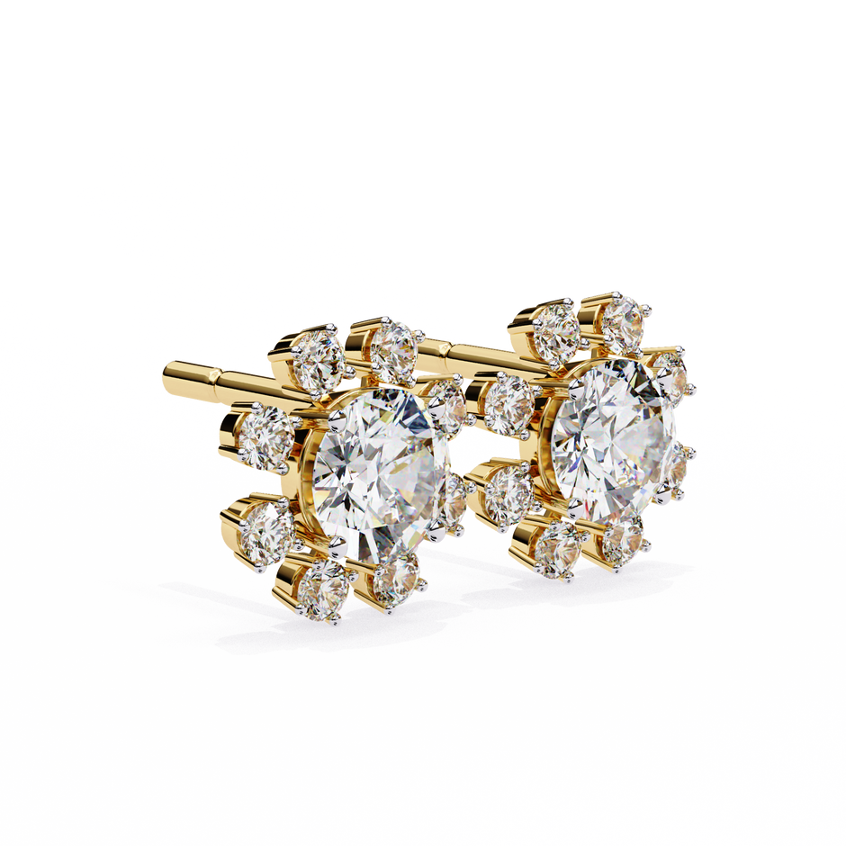 Seraphine Floral Diamond Stud Earrings — 10k–18k Gold