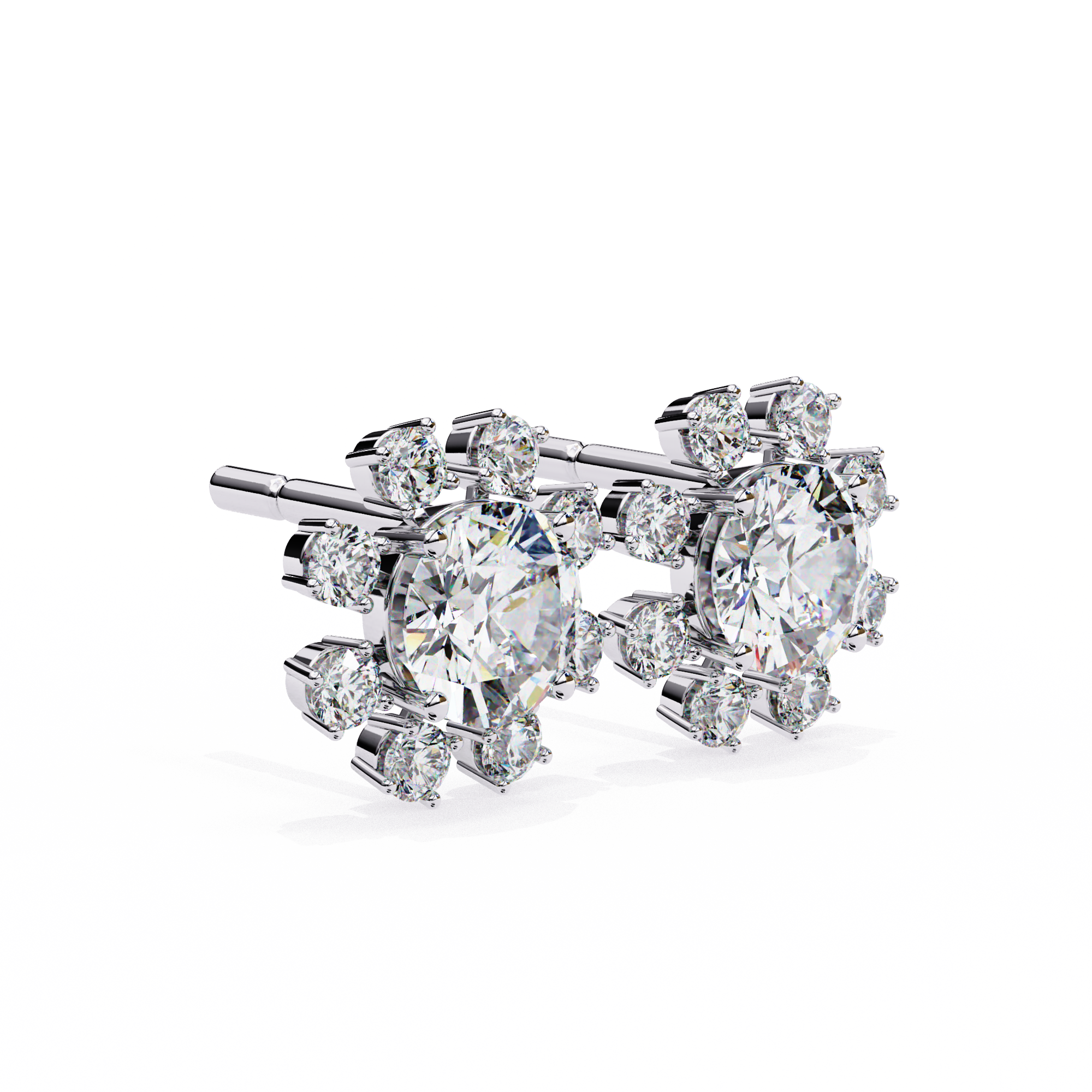 Seraphine Floral Diamond Stud Earrings — 10k–18k Gold