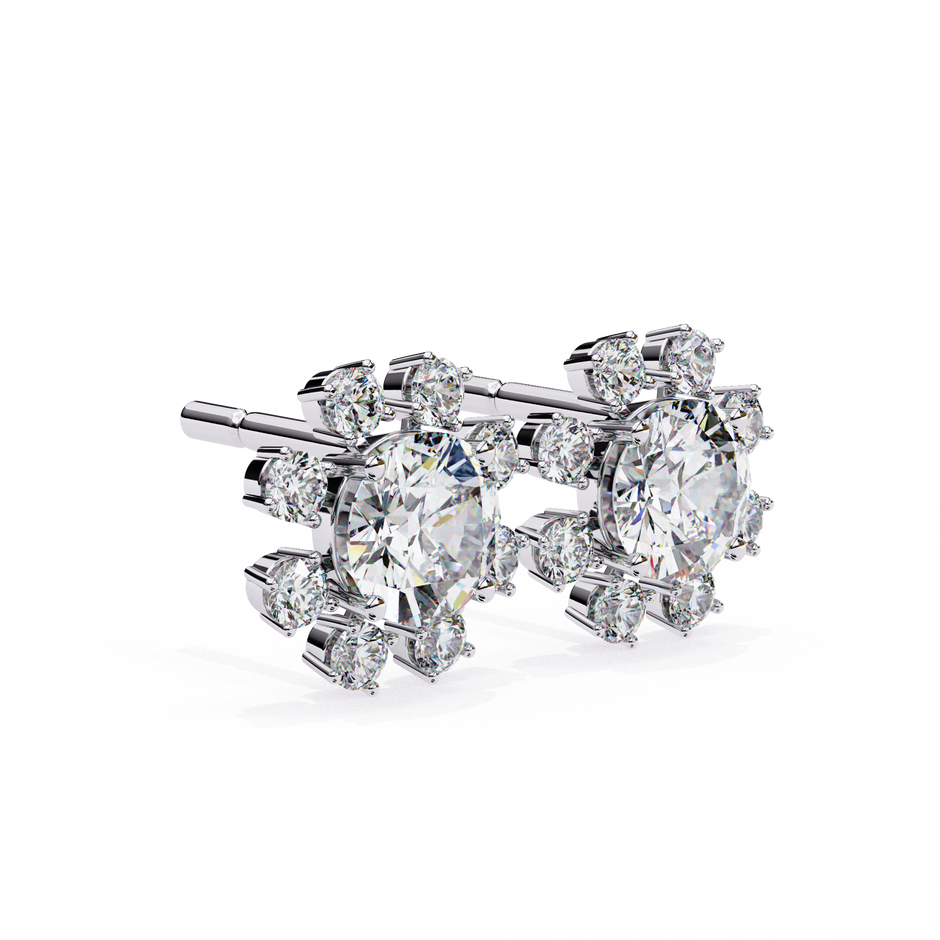 Seraphine Floral Diamond Stud Earrings — 10k–18k Gold