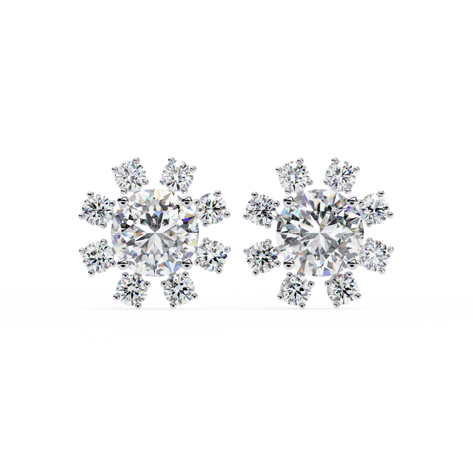 Seraphine Floral Diamond Stud Earrings — 10k–18k Gold