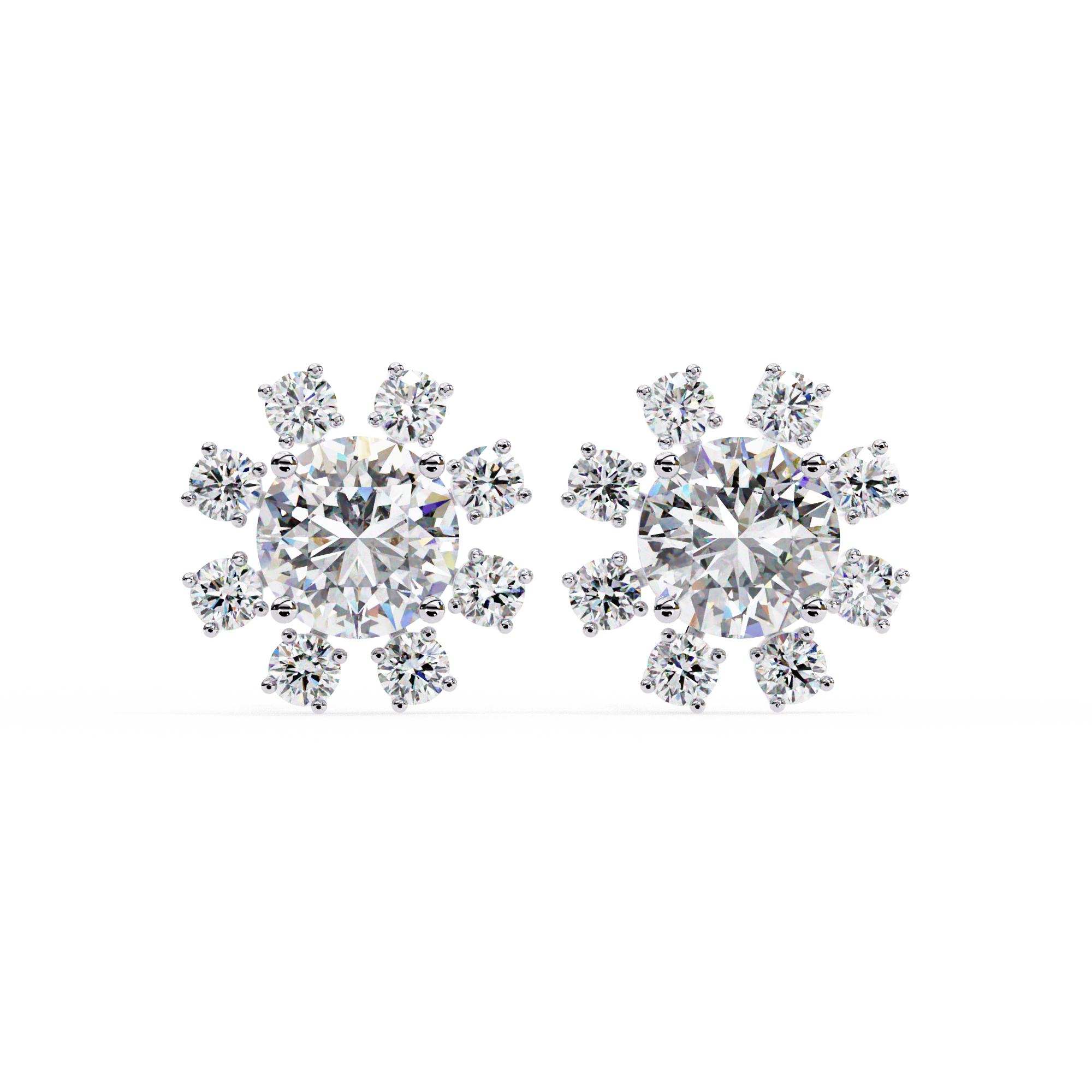 Seraphine Floral Diamond Stud Earrings — 10k–18k Gold