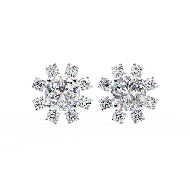 Seraphine Floral Diamond Stud Earrings — 10k–18k Gold