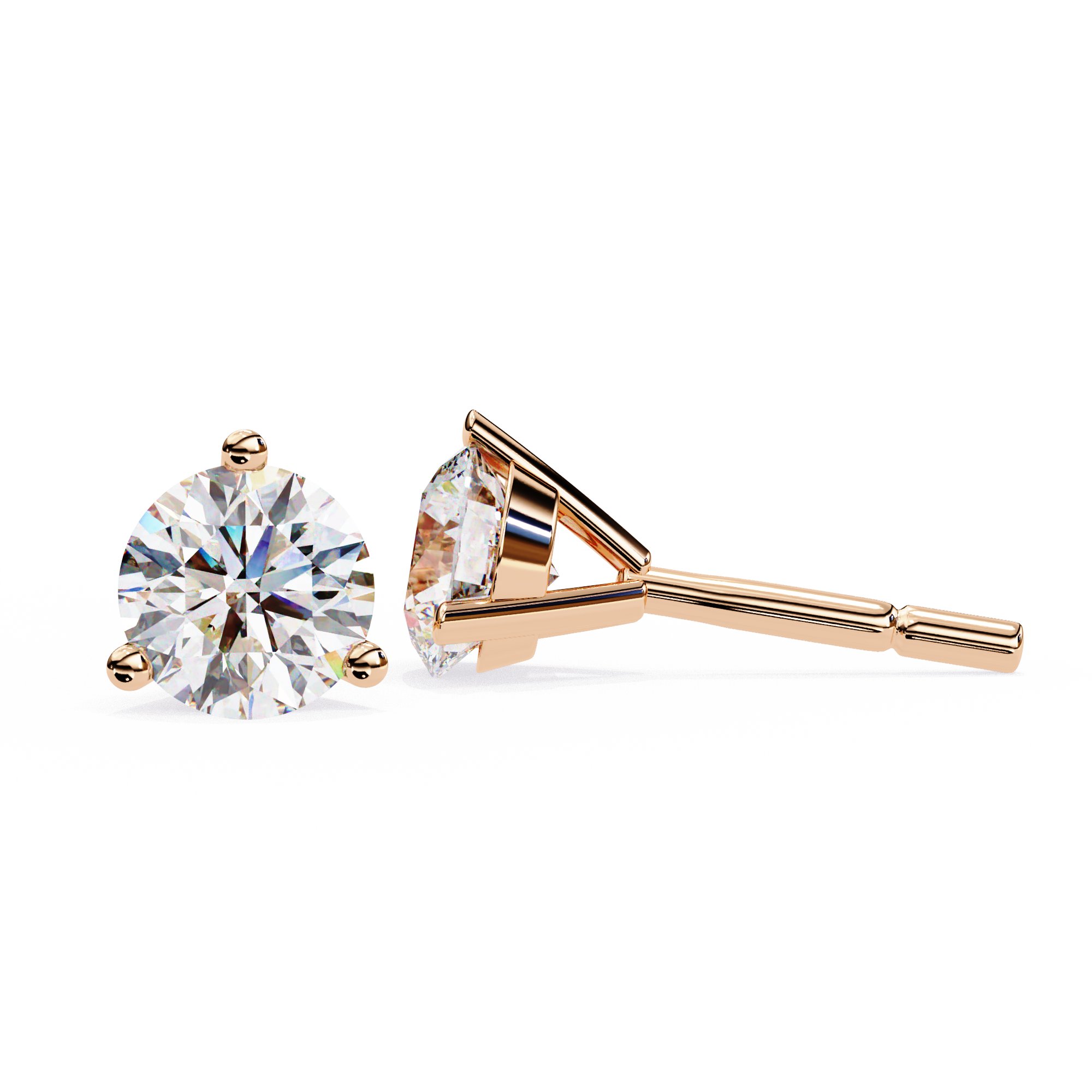 Lumière Brilliant Diamond Stud Earrings — 10k–18k Gold