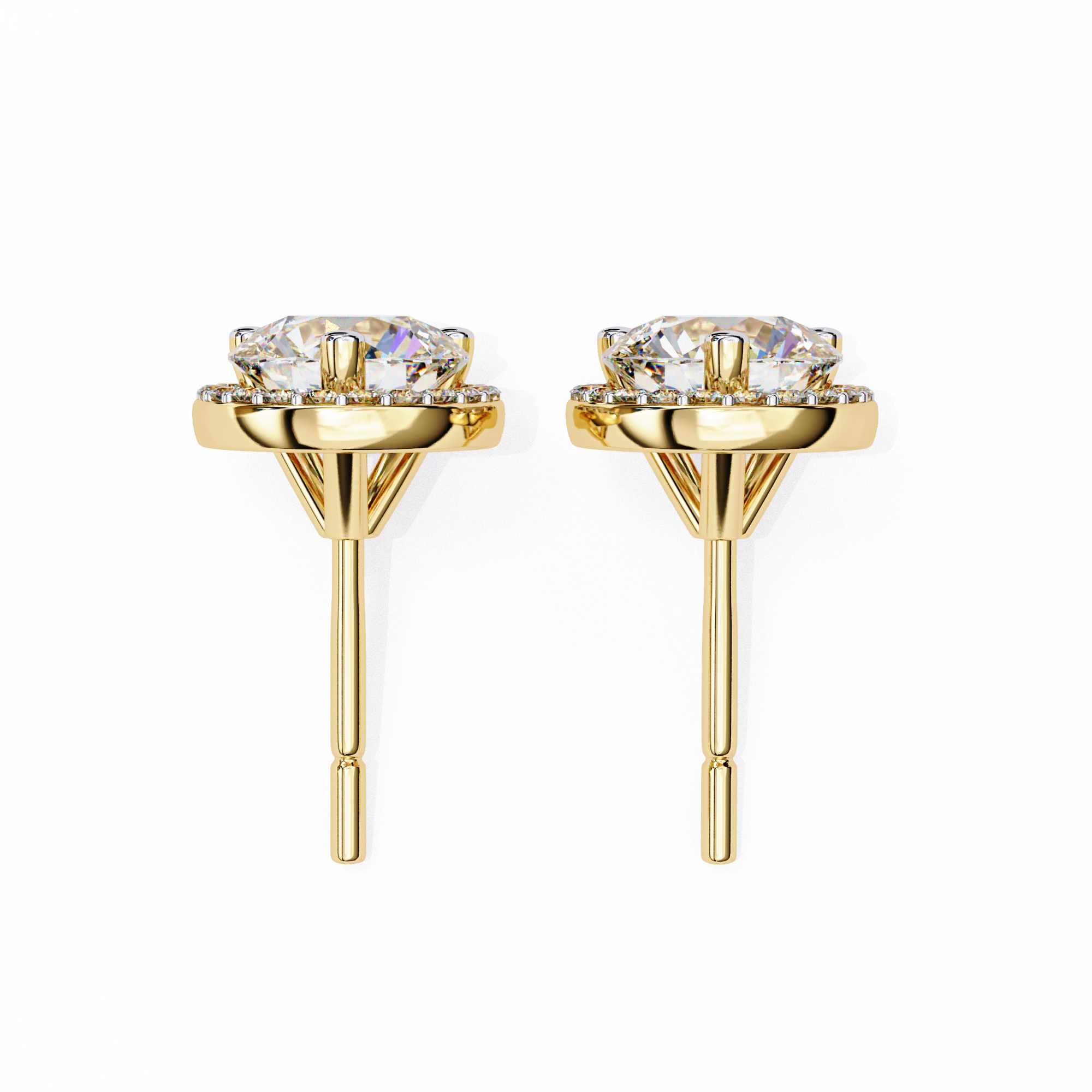 Pétale Pavé Flower Diamond Stud Earrings — 10k–18k Gold