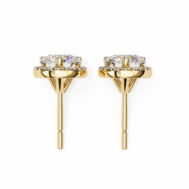 Pétale Pavé Flower Diamond Stud Earrings — 10k–18k Gold
