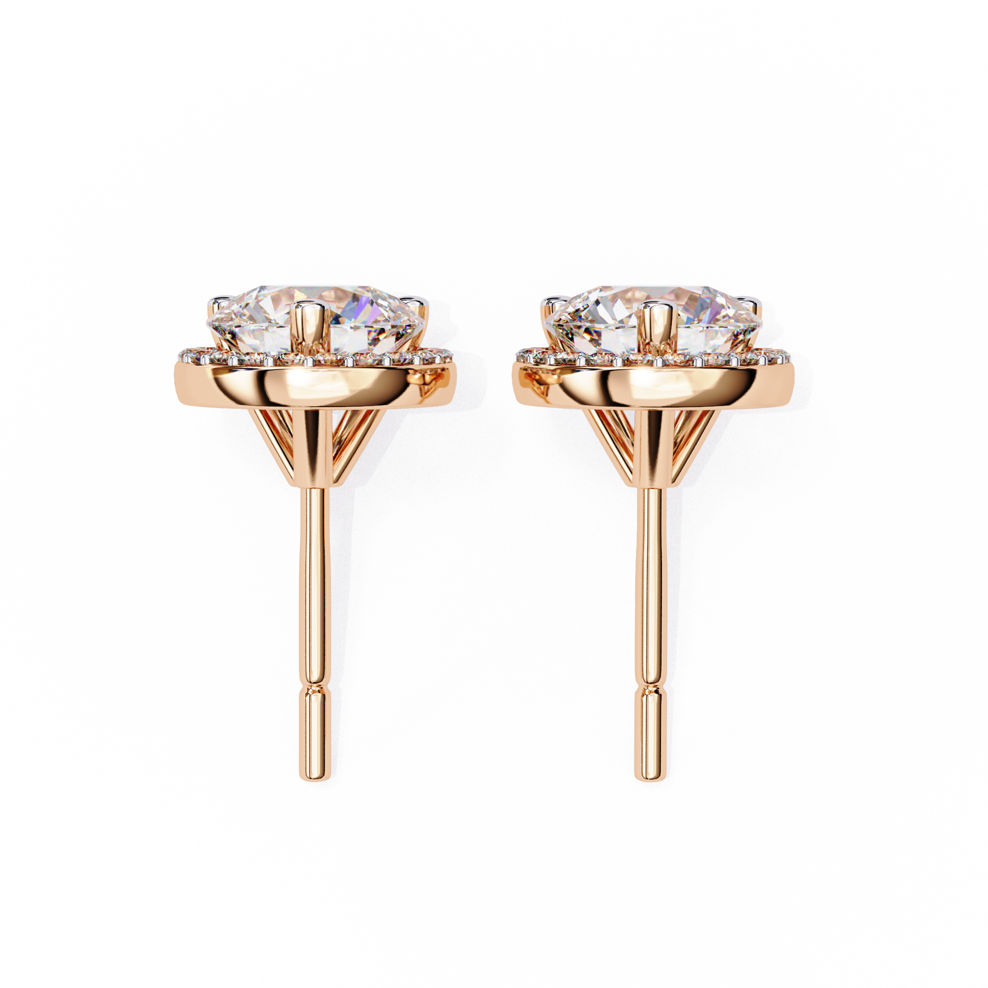 Pétale Pavé Flower Diamond Stud Earrings — 10k–18k Gold