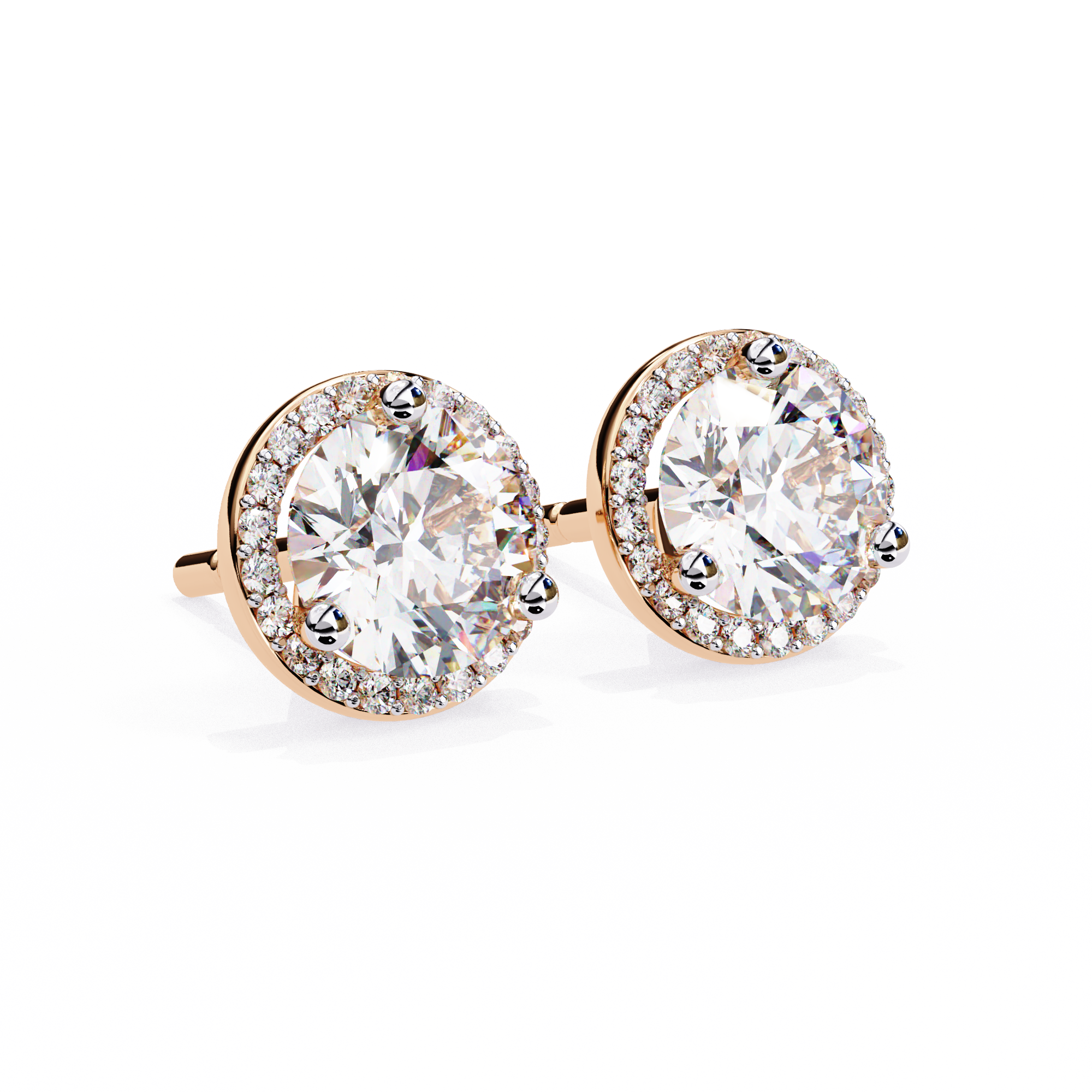 Pétale Pavé Flower Diamond Stud Earrings — 10k–18k Gold