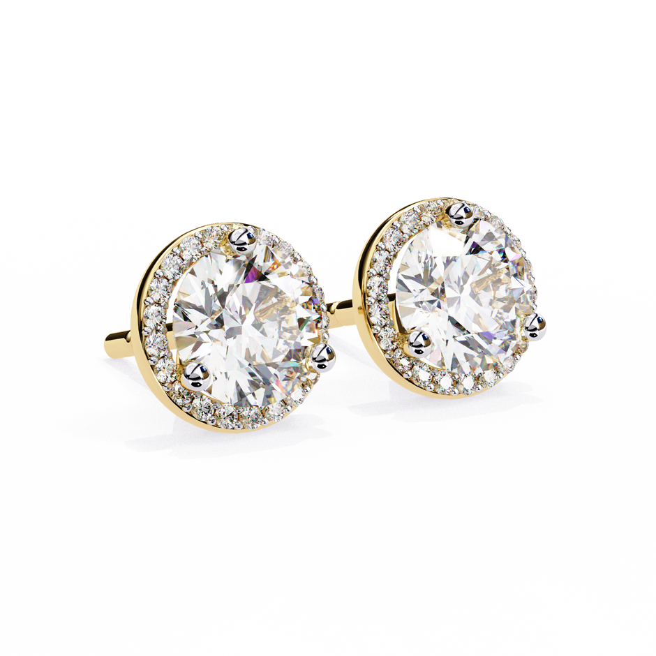 Pétale Pavé Flower Diamond Stud Earrings — 10k–18k Gold