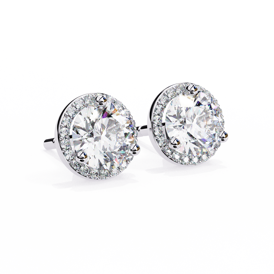 Pétale Pavé Flower Diamond Stud Earrings — 10k–18k Gold