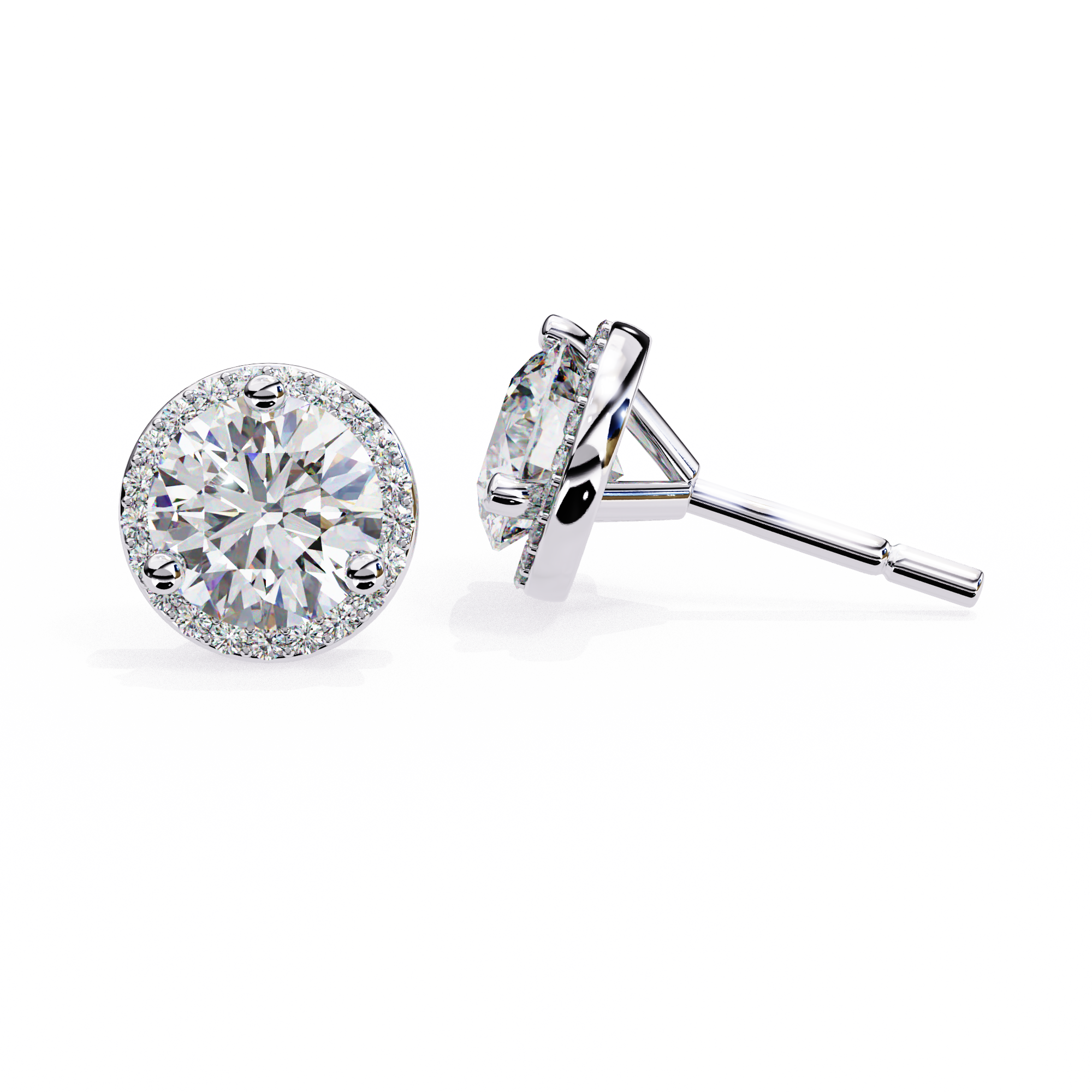 Pétale Pavé Flower Diamond Stud Earrings — 10k–18k Gold