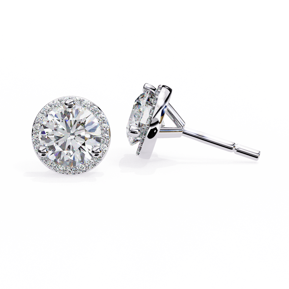 Pétale Pavé Flower Diamond Stud Earrings — 10k–18k Gold