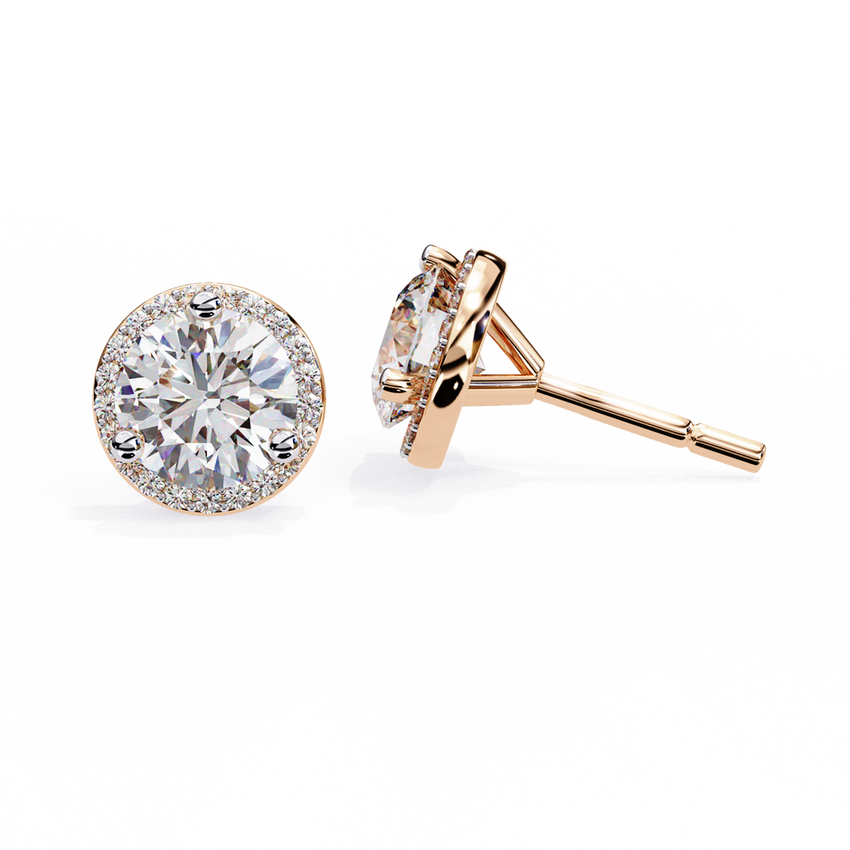 Pétale Pavé Flower Diamond Stud Earrings — 10k–18k Gold