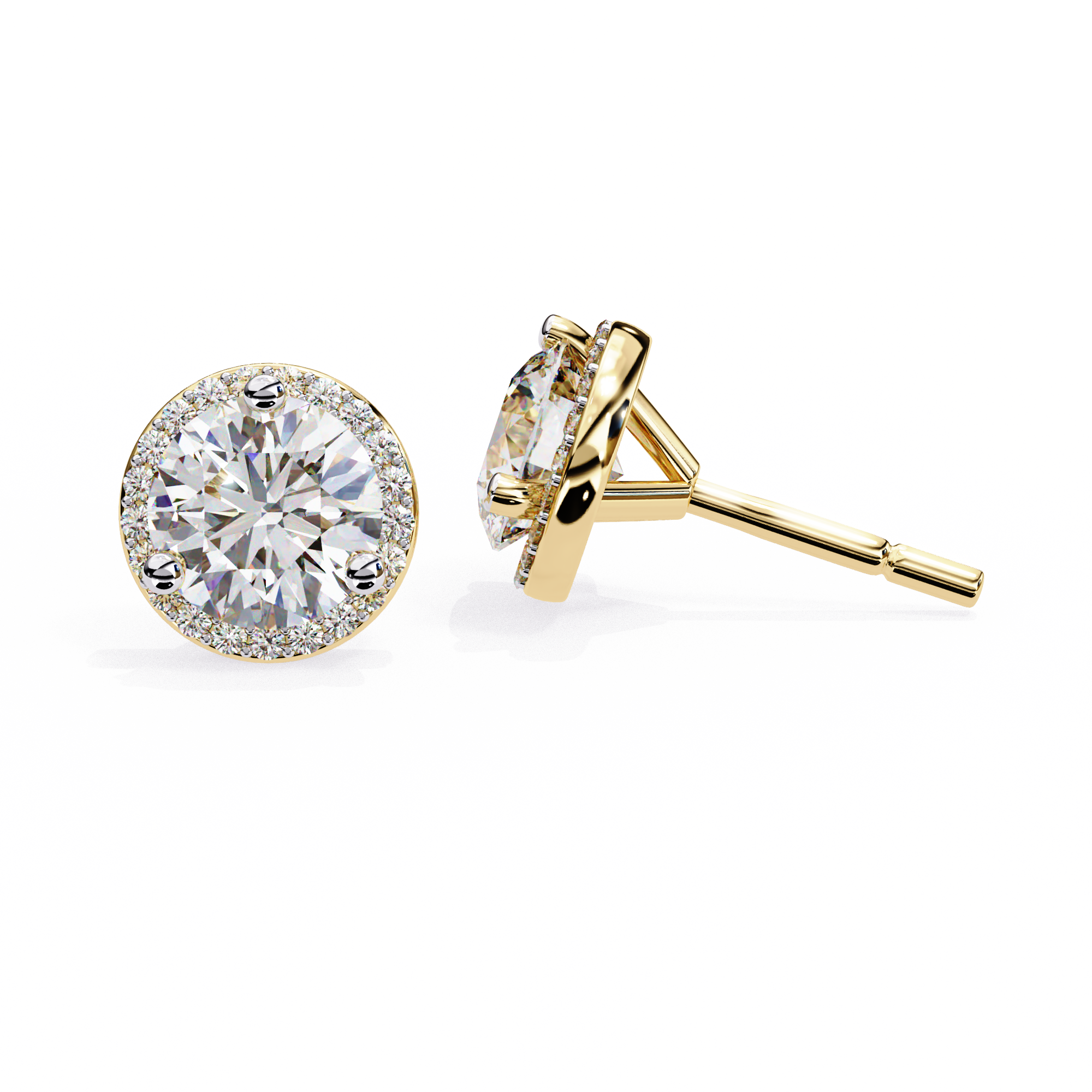 Pétale Pavé Flower Diamond Stud Earrings — 10k–18k Gold
