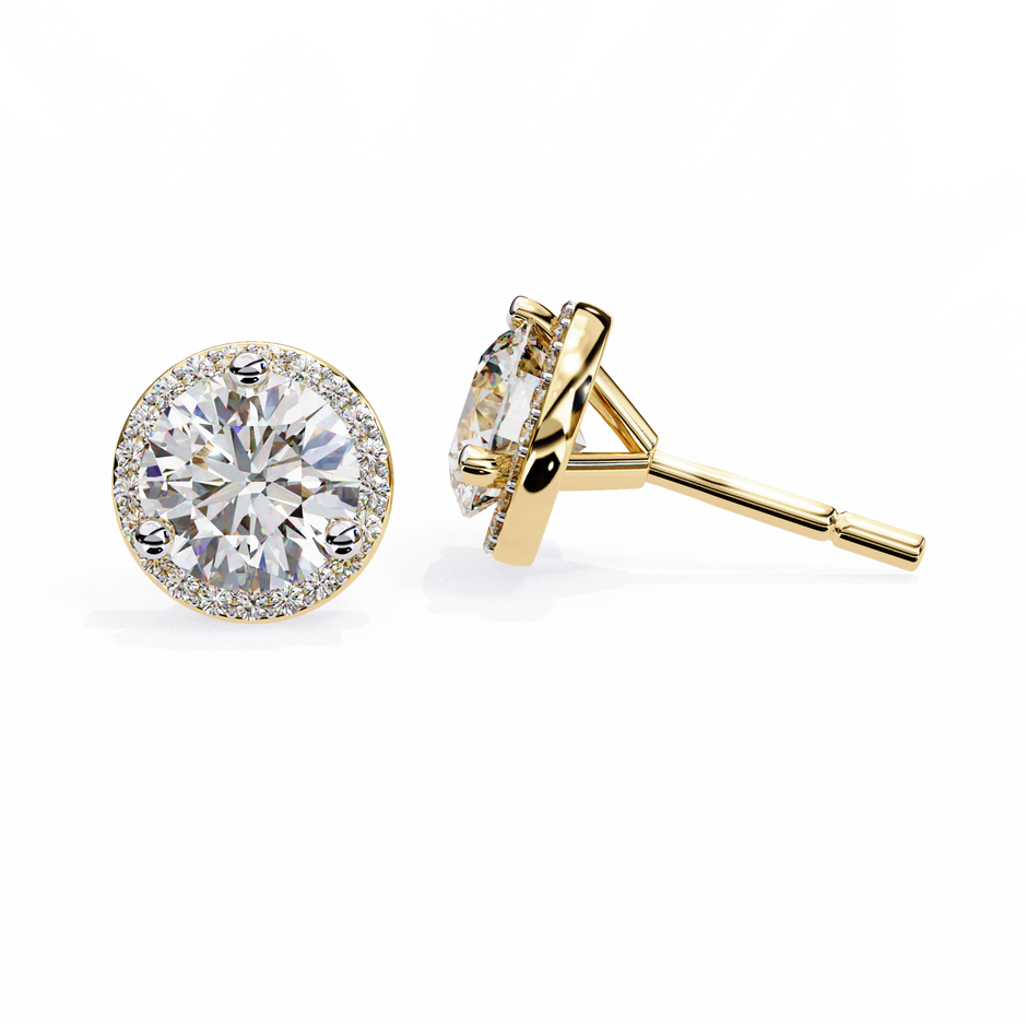 Pétale Pavé Flower Diamond Stud Earrings — 10k–18k Gold