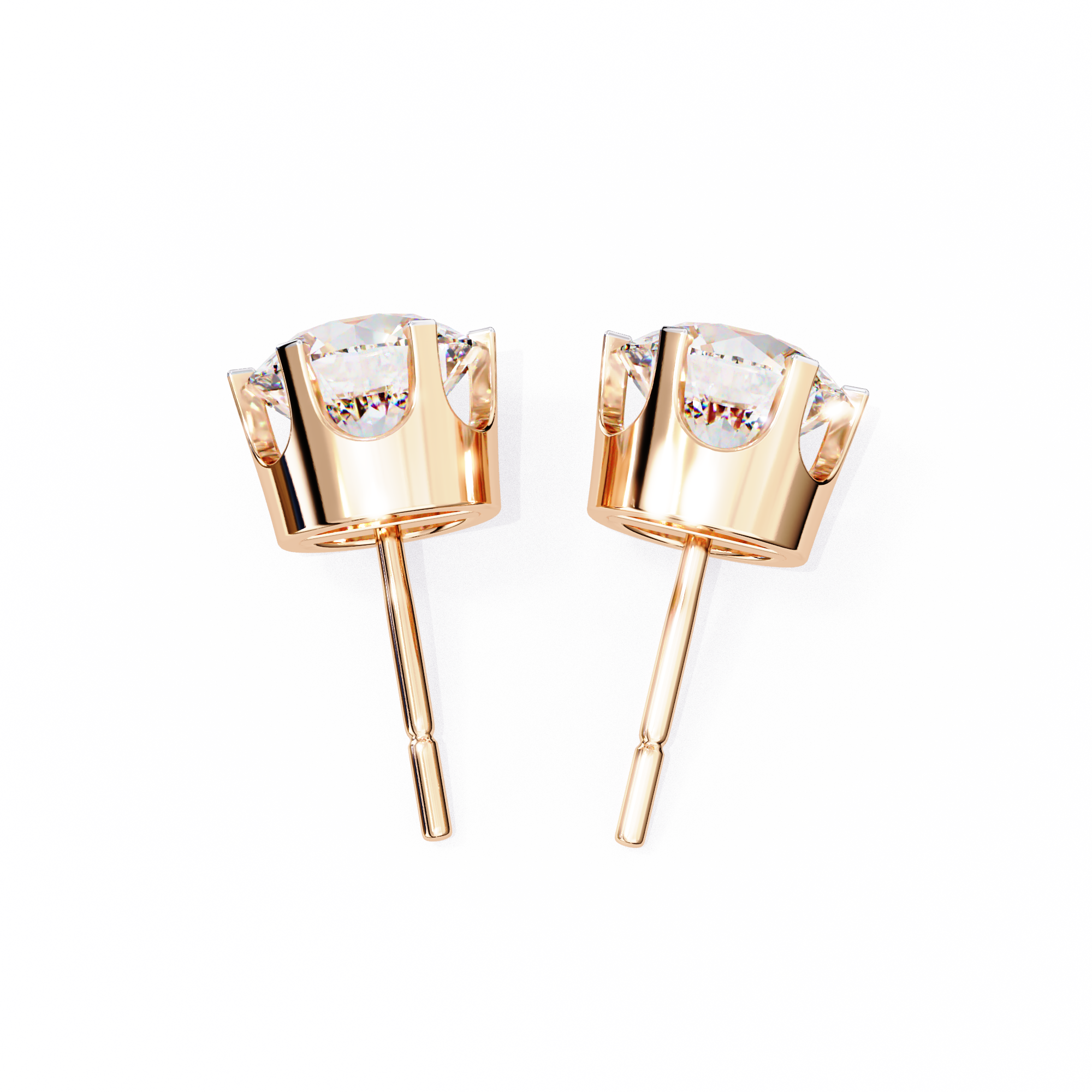 Diamant Brillant White Gold Diamond Stud Earrings — 10k–18k Gold