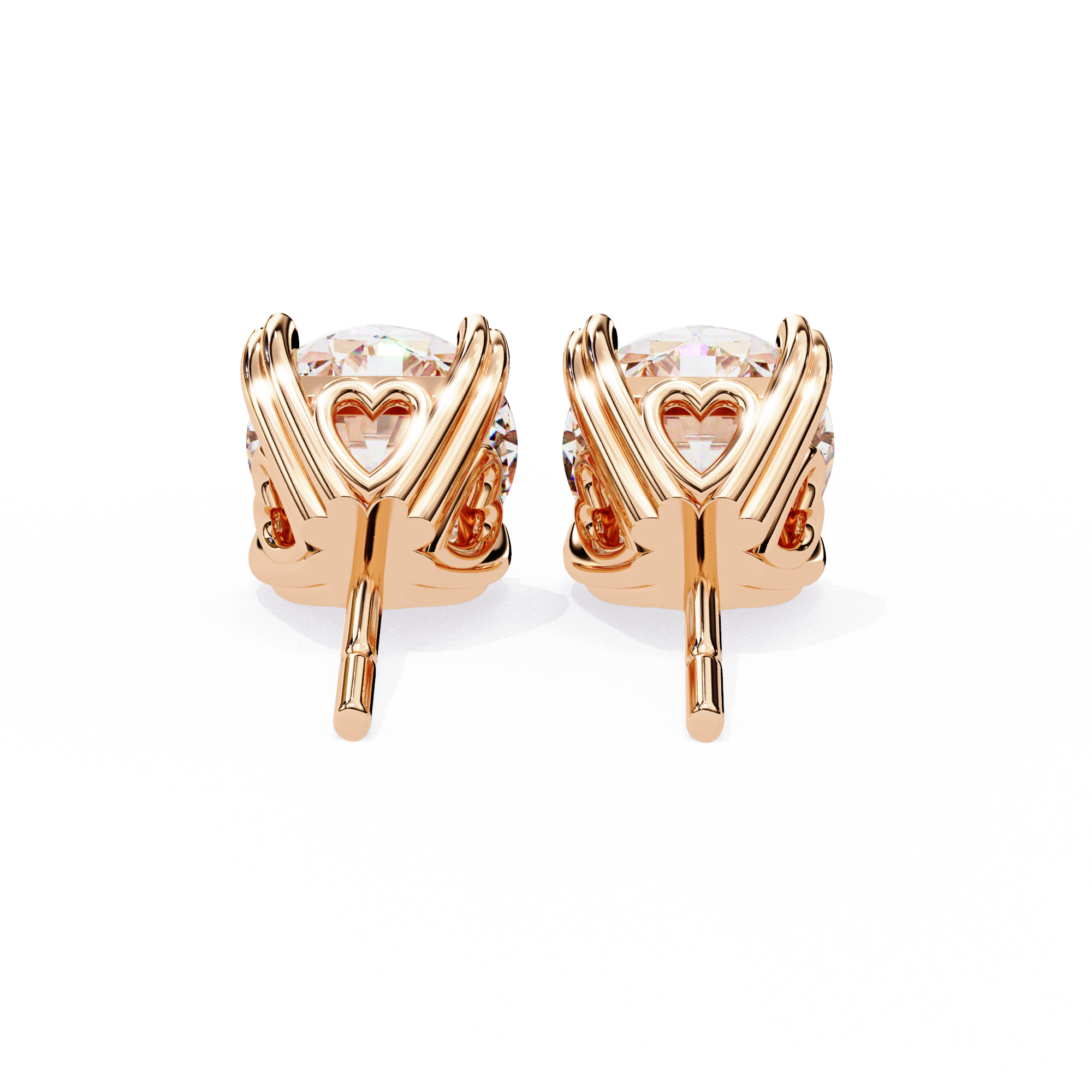 Zenith Elevated Solitaire Diamond Stud Earrings — 10k–18k Gold