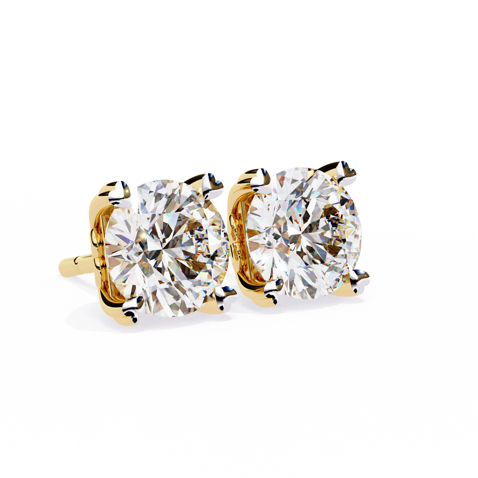 Zenith Elevated Solitaire Diamond Stud Earrings — 10k–18k Gold
