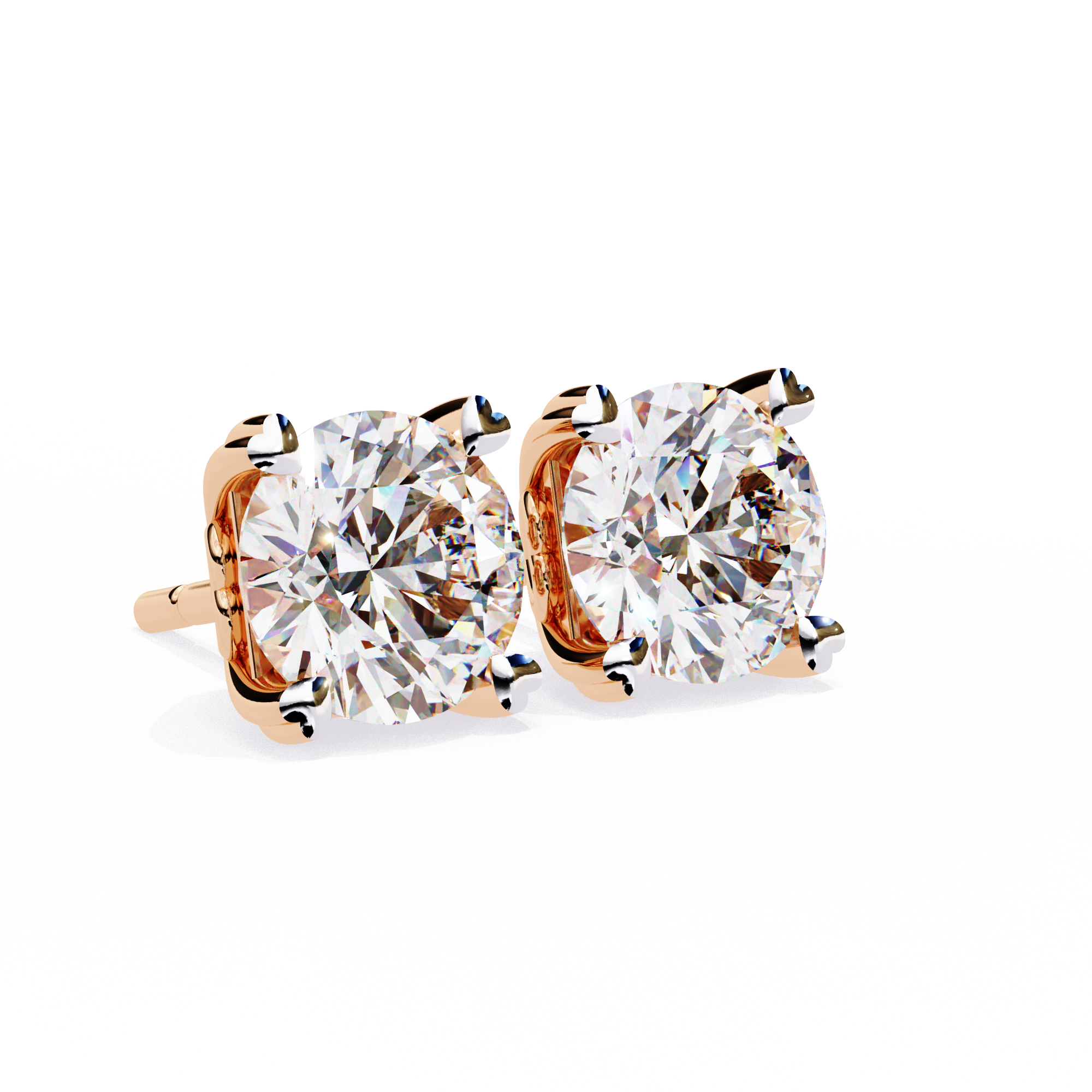 Zenith Elevated Solitaire Diamond Stud Earrings — 10k–18k Gold