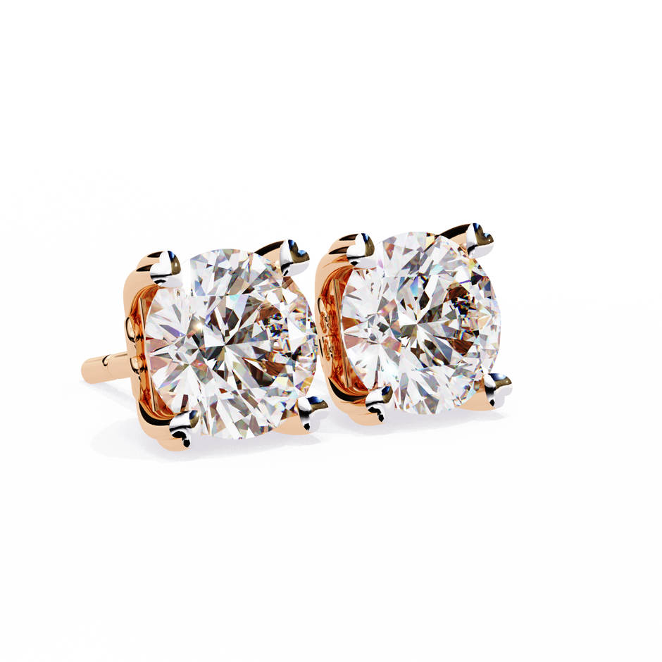 Zenith Elevated Solitaire Diamond Stud Earrings — 10k–18k Gold