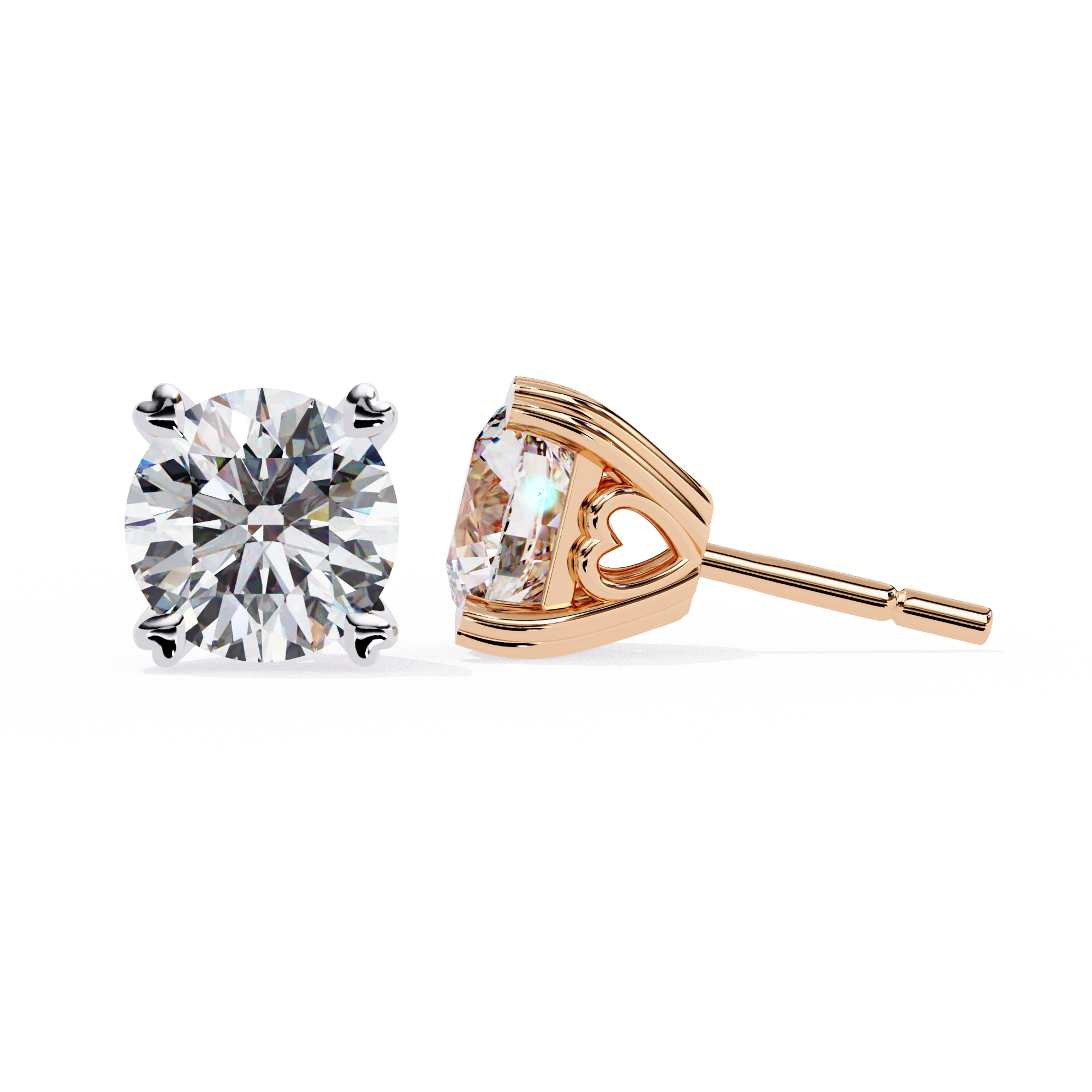 Zenith Elevated Solitaire Diamond Stud Earrings — 10k–18k Gold