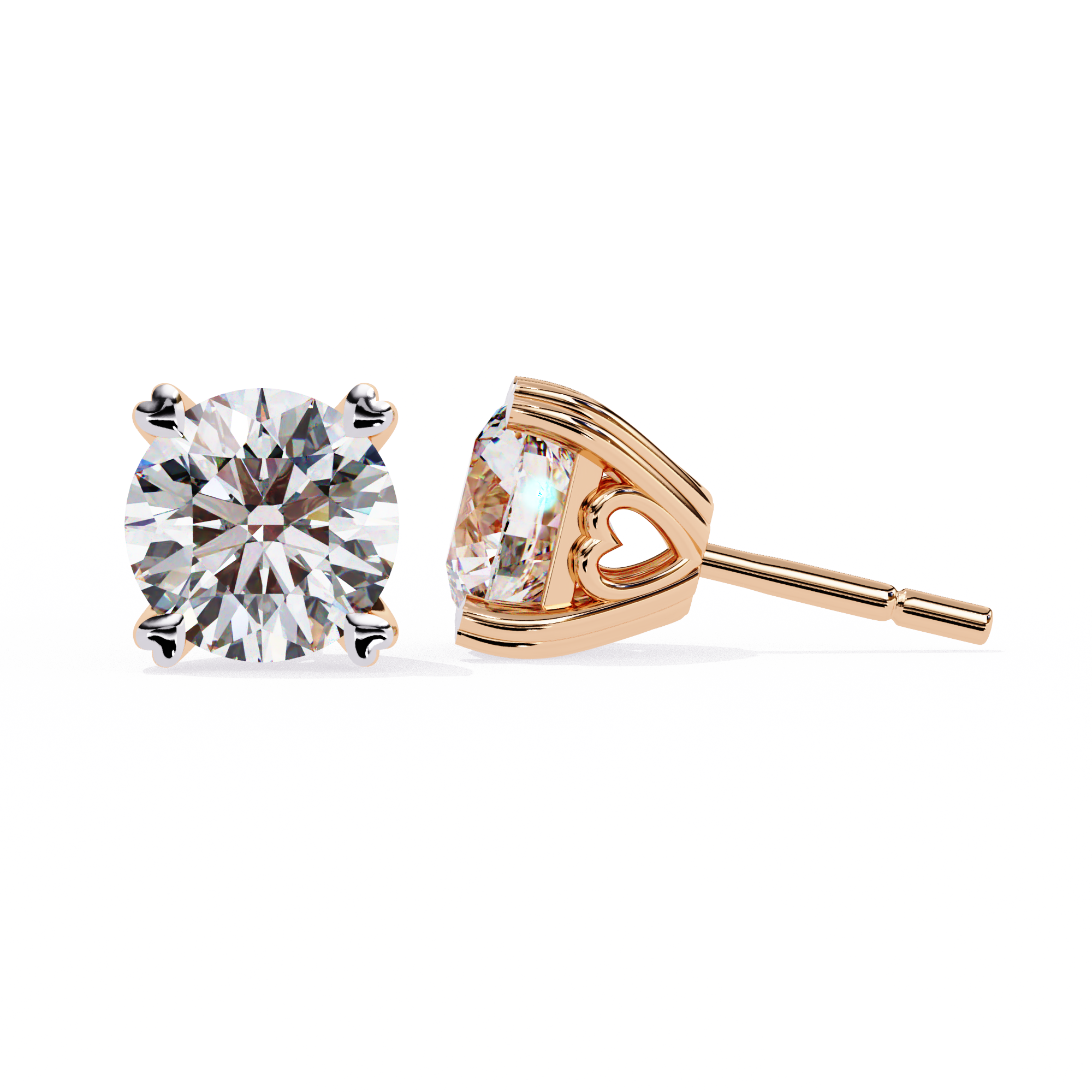 Zenith Elevated Solitaire Diamond Stud Earrings — 10k–18k Gold