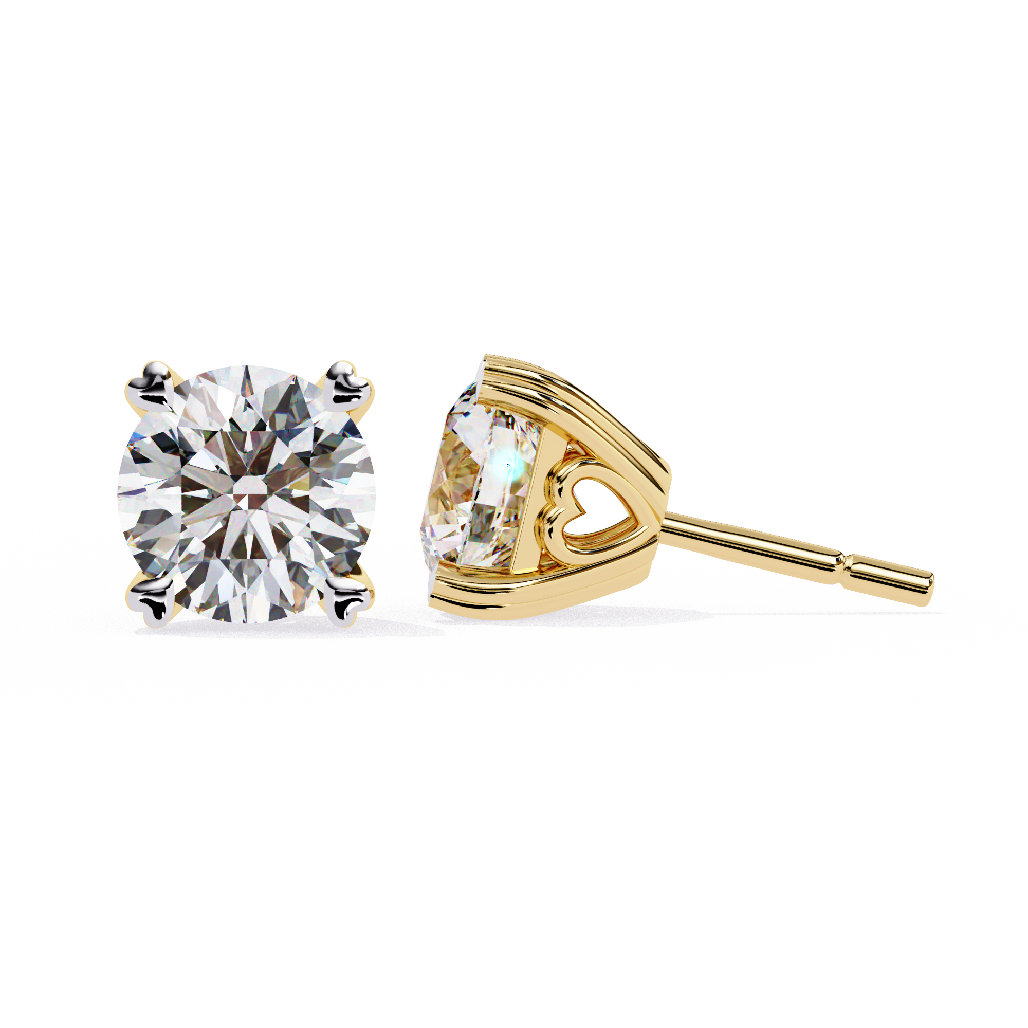 Zenith Elevated Solitaire Diamond Stud Earrings — 10k–18k Gold
