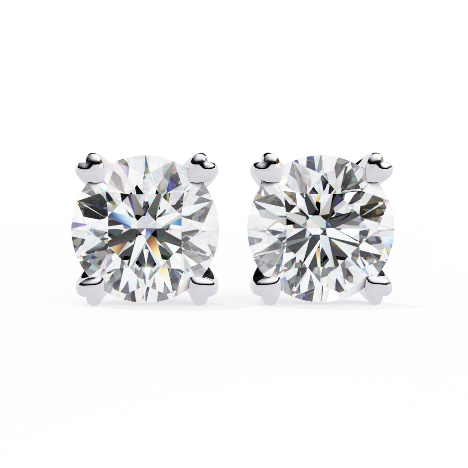 Zenith Elevated Solitaire Diamond Stud Earrings — 10k–18k Gold