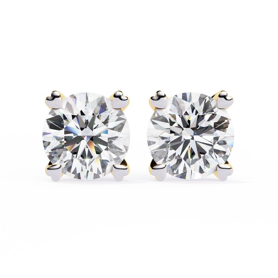 Zenith Elevated Solitaire Diamond Stud Earrings — 10k–18k Gold