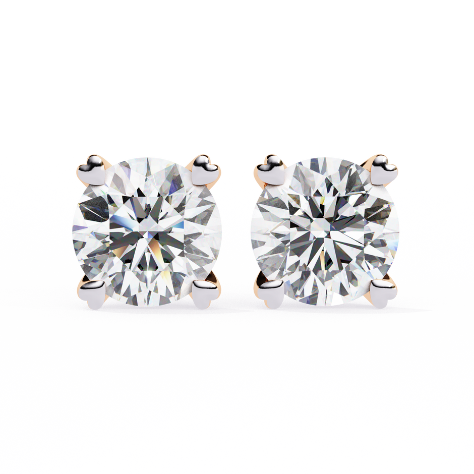 Zenith Elevated Solitaire Diamond Stud Earrings — 10k–18k Gold