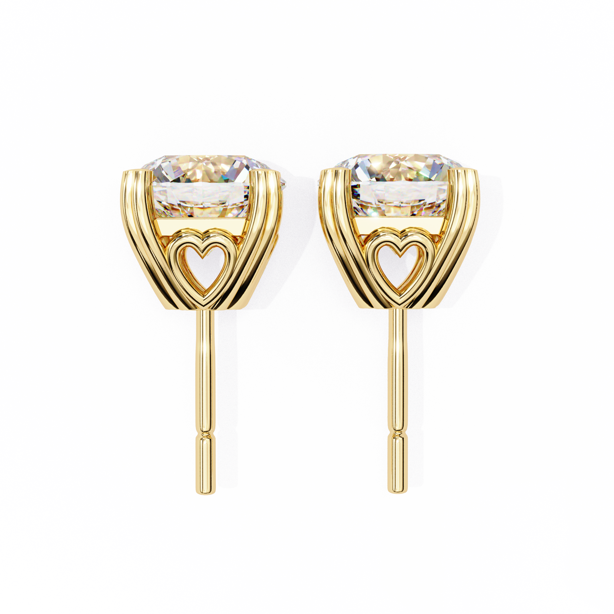Zenith Elevated Solitaire Diamond Stud Earrings — 10k–18k Gold