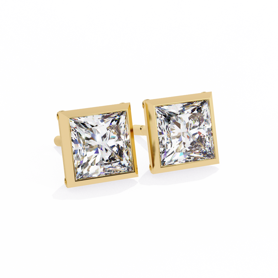 Lumière Ombré Pavé Diamond Stud Earrings — 10k–18k Gold
