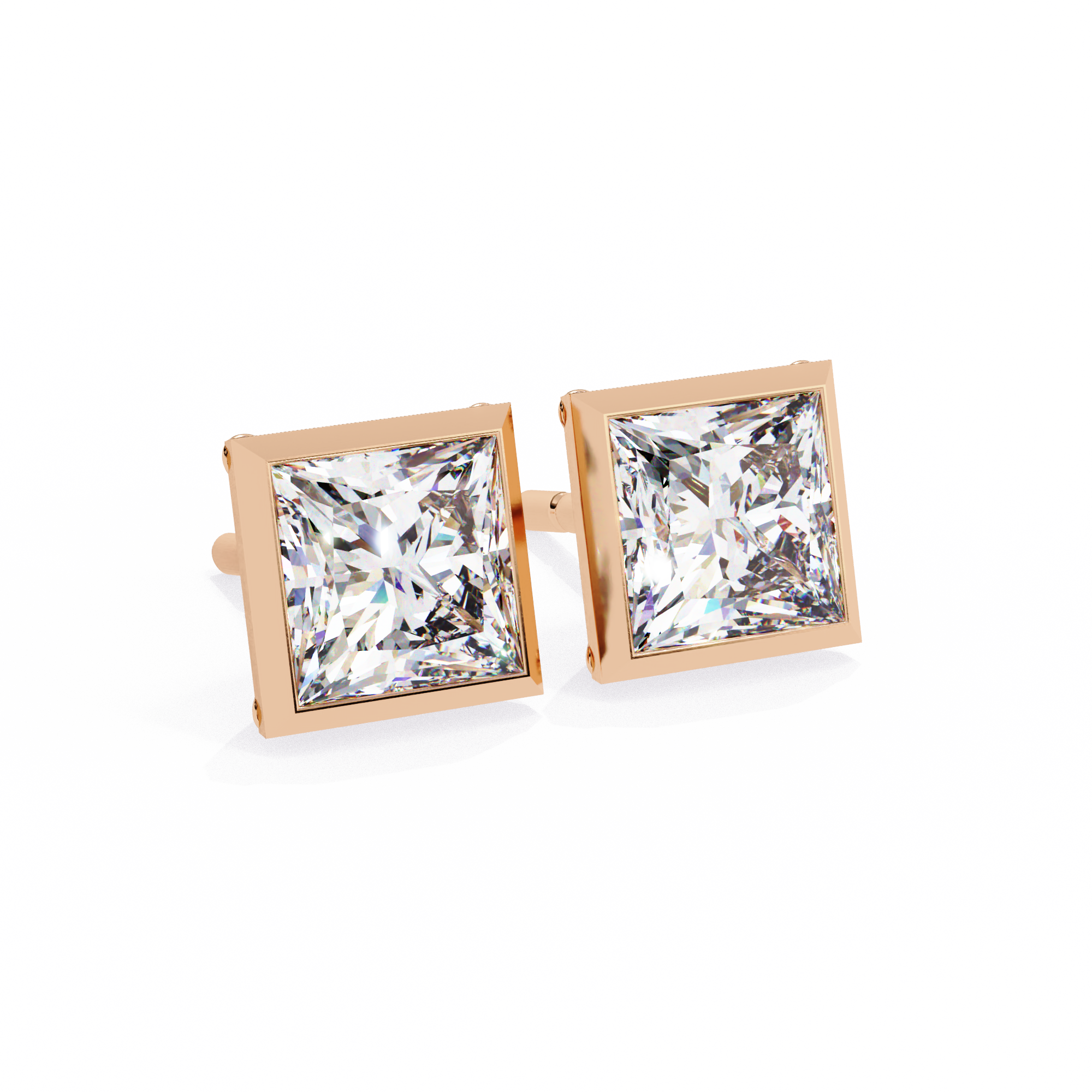 Lumière Ombré Pavé Diamond Stud Earrings — 10k–18k Gold