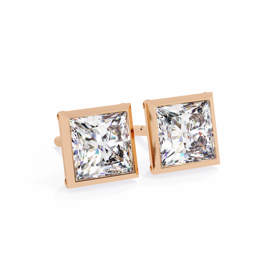 Lumière Ombré Pavé Diamond Stud Earrings — 10k–18k Gold