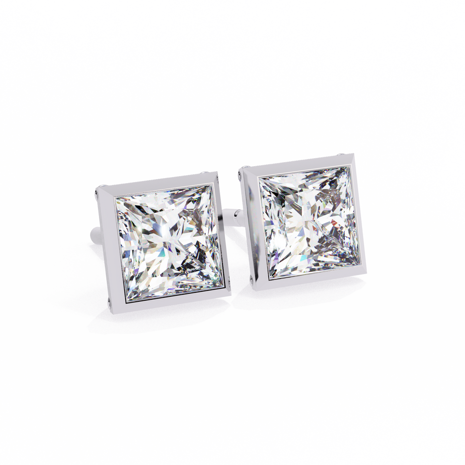 Lumière Ombré Pavé Diamond Stud Earrings — 10k–18k Gold