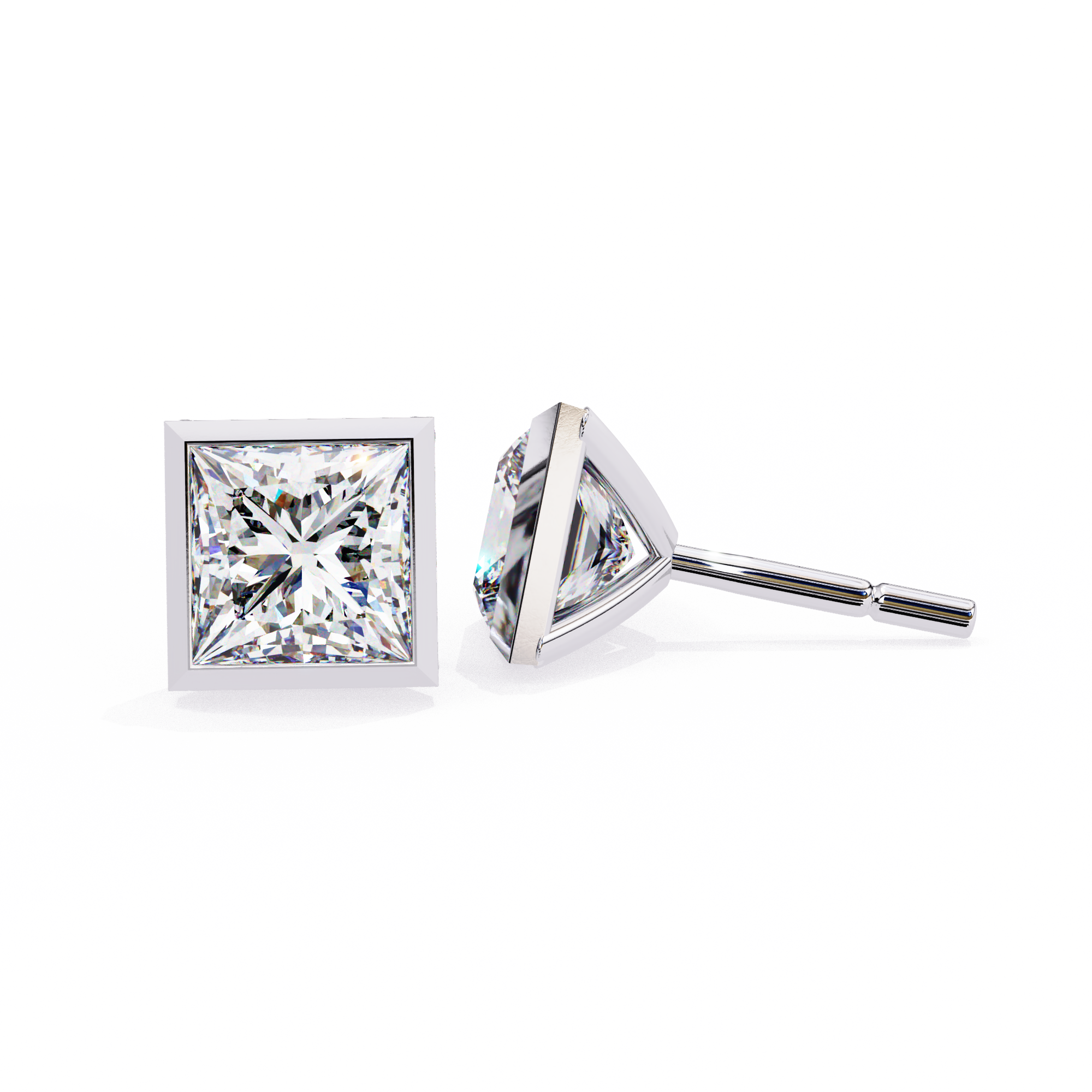 Lumière Ombré Pavé Diamond Stud Earrings — 10k–18k Gold