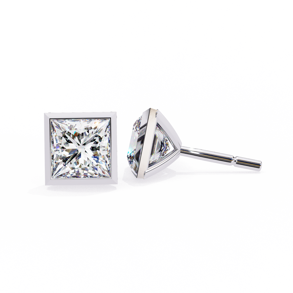 Lumière Ombré Pavé Diamond Stud Earrings — 10k–18k Gold