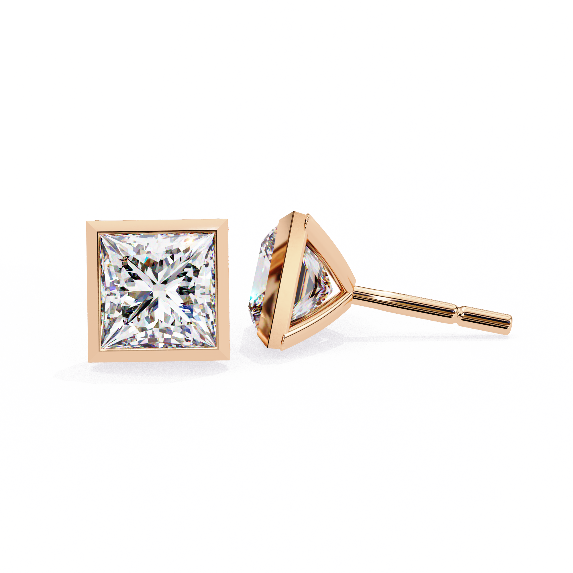Lumière Ombré Pavé Diamond Stud Earrings — 10k–18k Gold