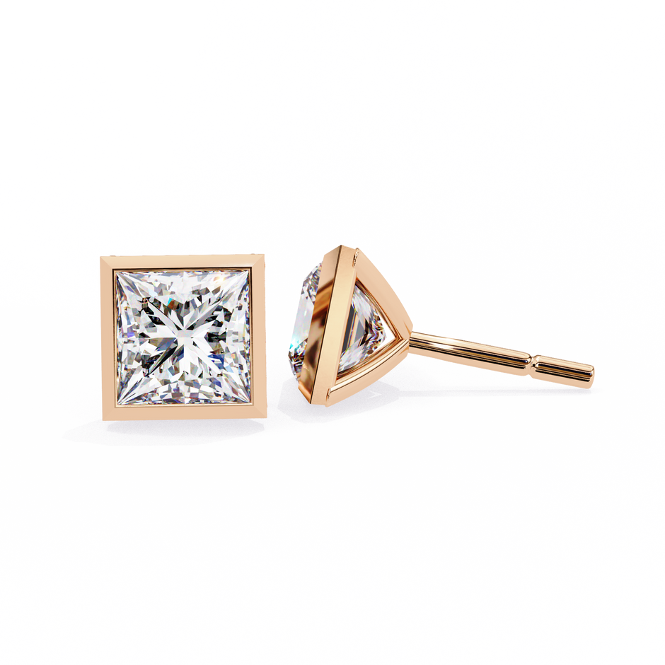 Lumière Ombré Pavé Diamond Stud Earrings — 10k–18k Gold