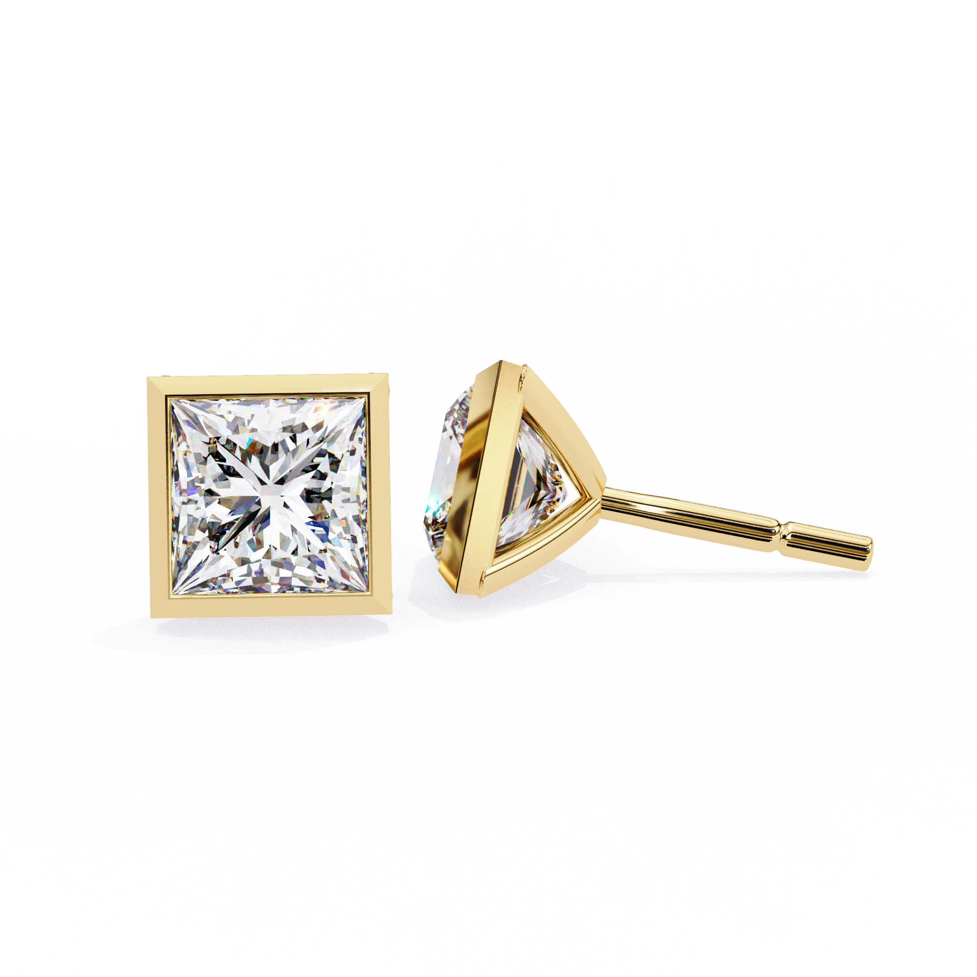 Lumière Ombré Pavé Diamond Stud Earrings — 10k–18k Gold