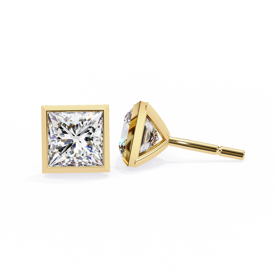 Lumière Ombré Pavé Diamond Stud Earrings — 10k–18k Gold