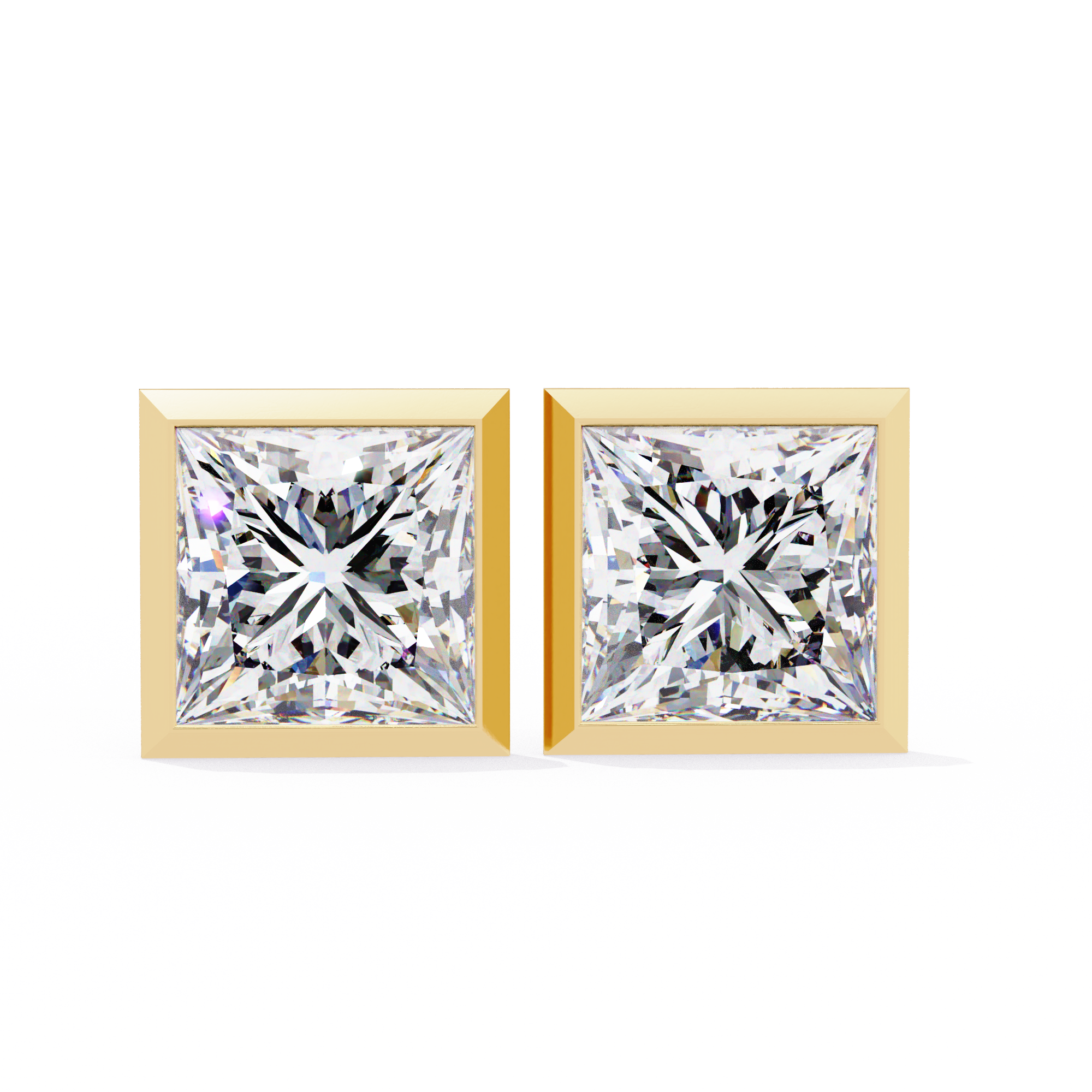 Lumière Ombré Pavé Diamond Stud Earrings — 10k–18k Gold