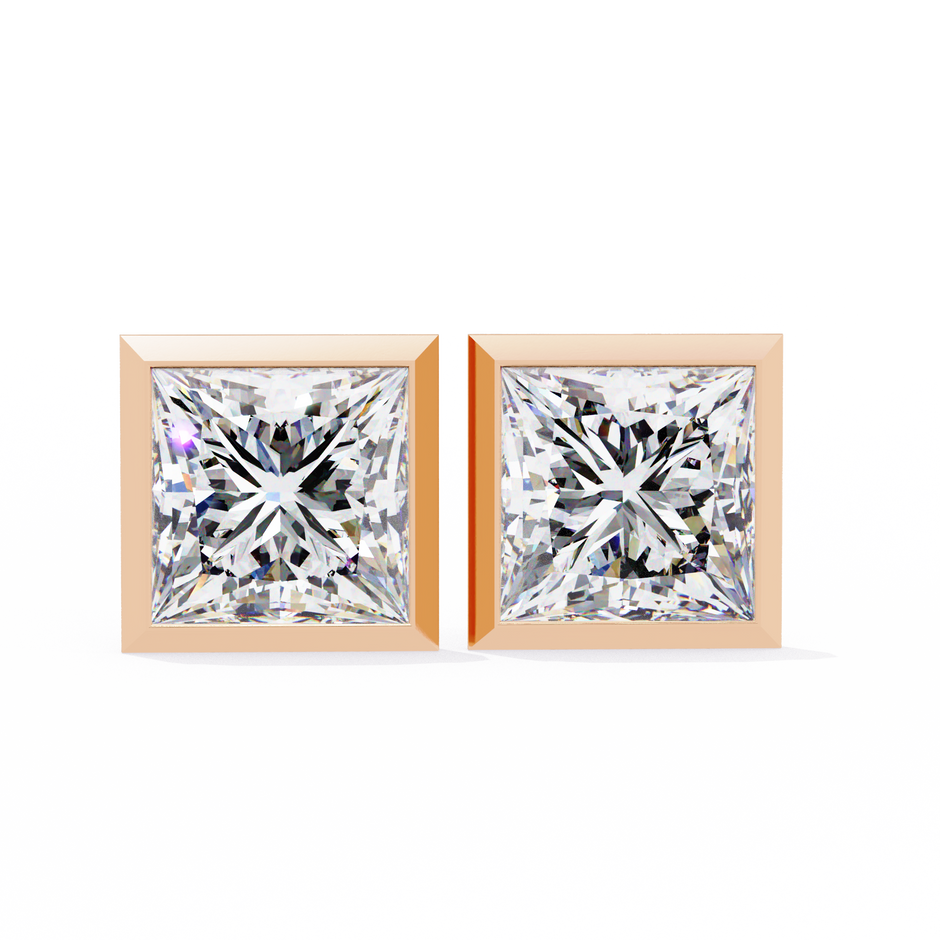 Lumière Ombré Pavé Diamond Stud Earrings — 10k–18k Gold