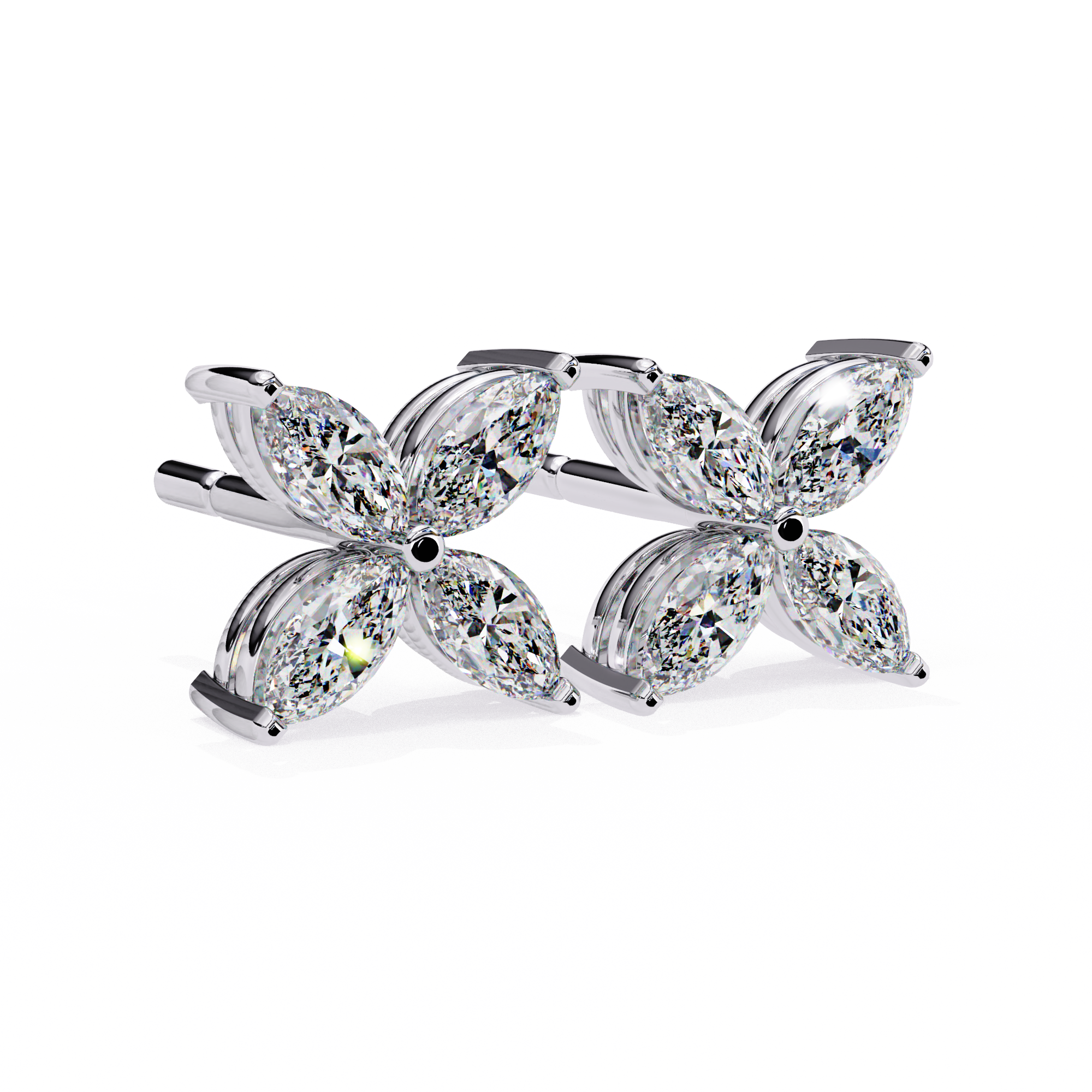 Signature Princess Pavé Border Diamond Stud Earrings — 10k–18k Gold