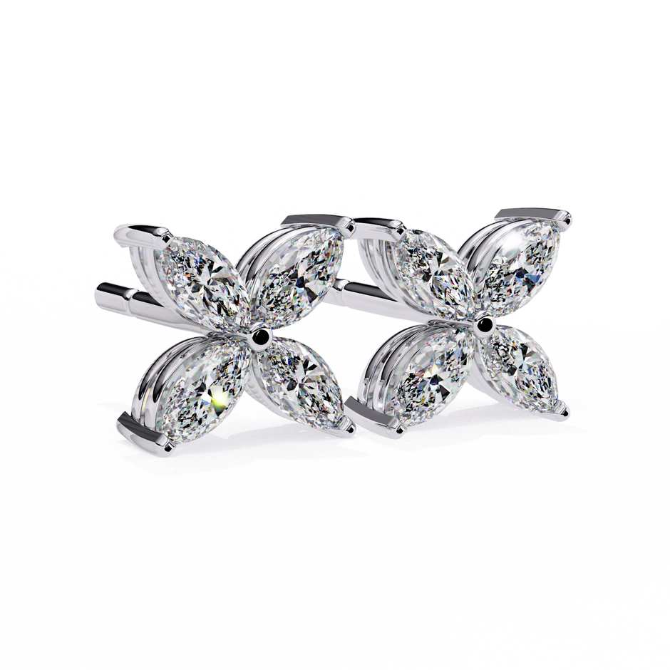 Signature Princess Pavé Border Diamond Stud Earrings — 10k–18k Gold