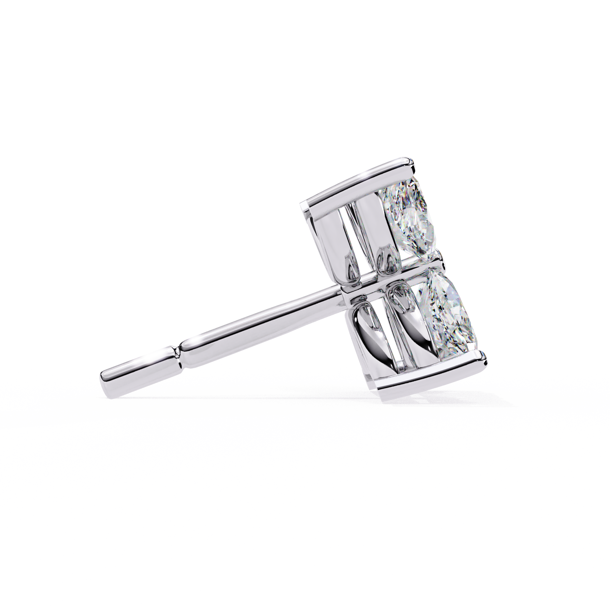 Signature Princess Pavé Border Diamond Stud Earrings — 10k–18k Gold