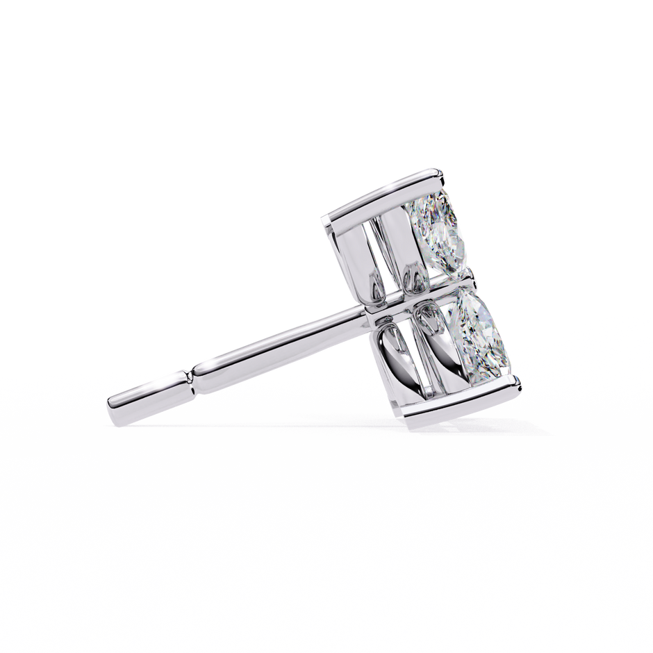 Signature Princess Pavé Border Diamond Stud Earrings — 10k–18k Gold