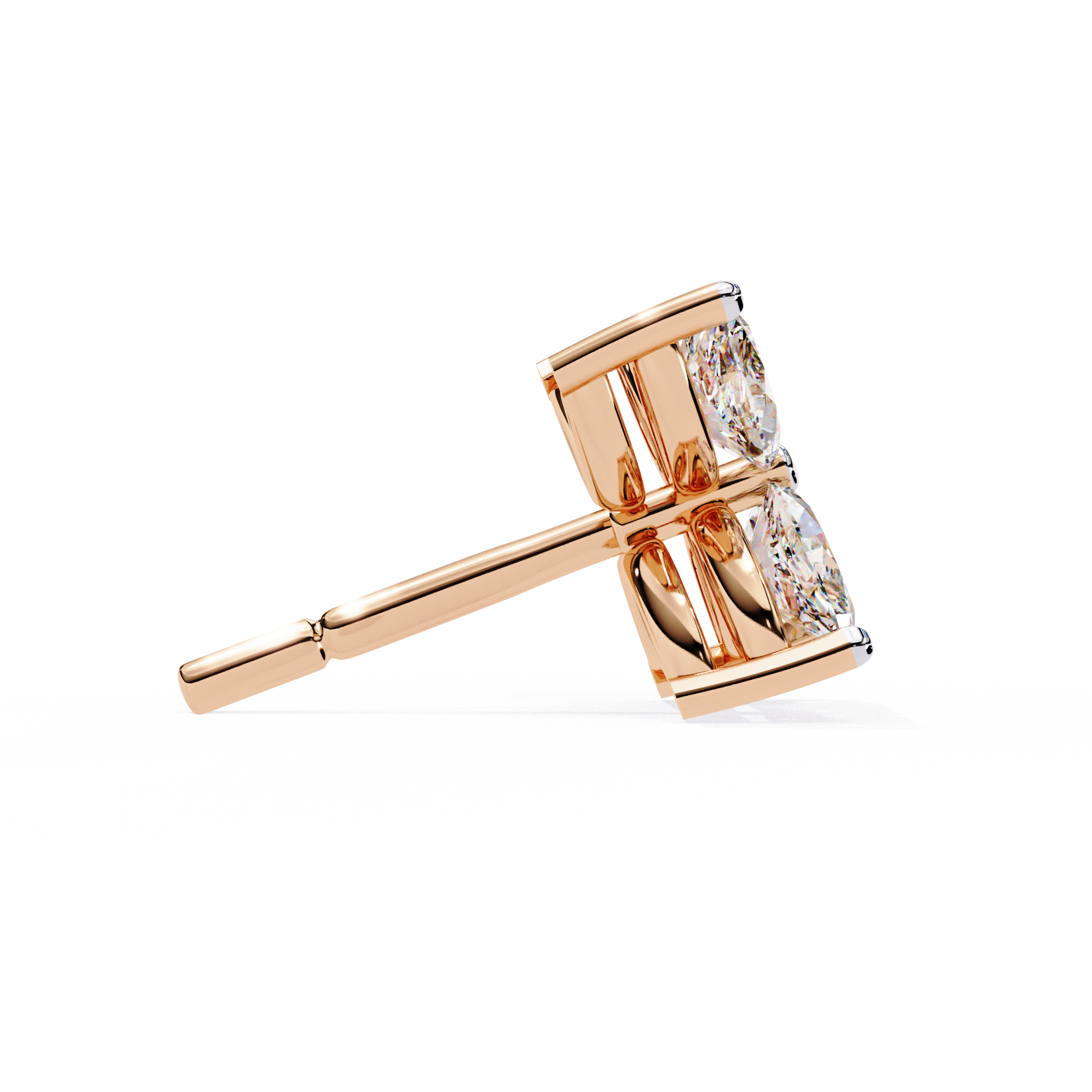 Signature Princess Pavé Border Diamond Stud Earrings — 10k–18k Gold