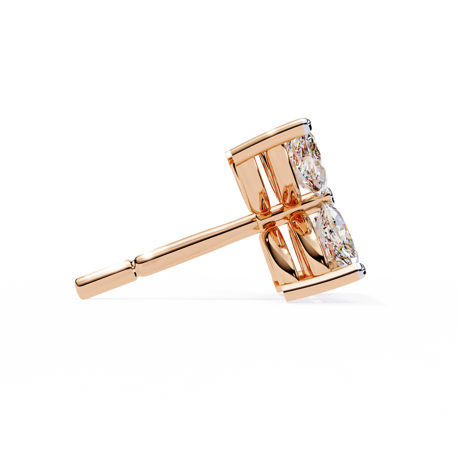Signature Princess Pavé Border Diamond Stud Earrings — 10k–18k Gold