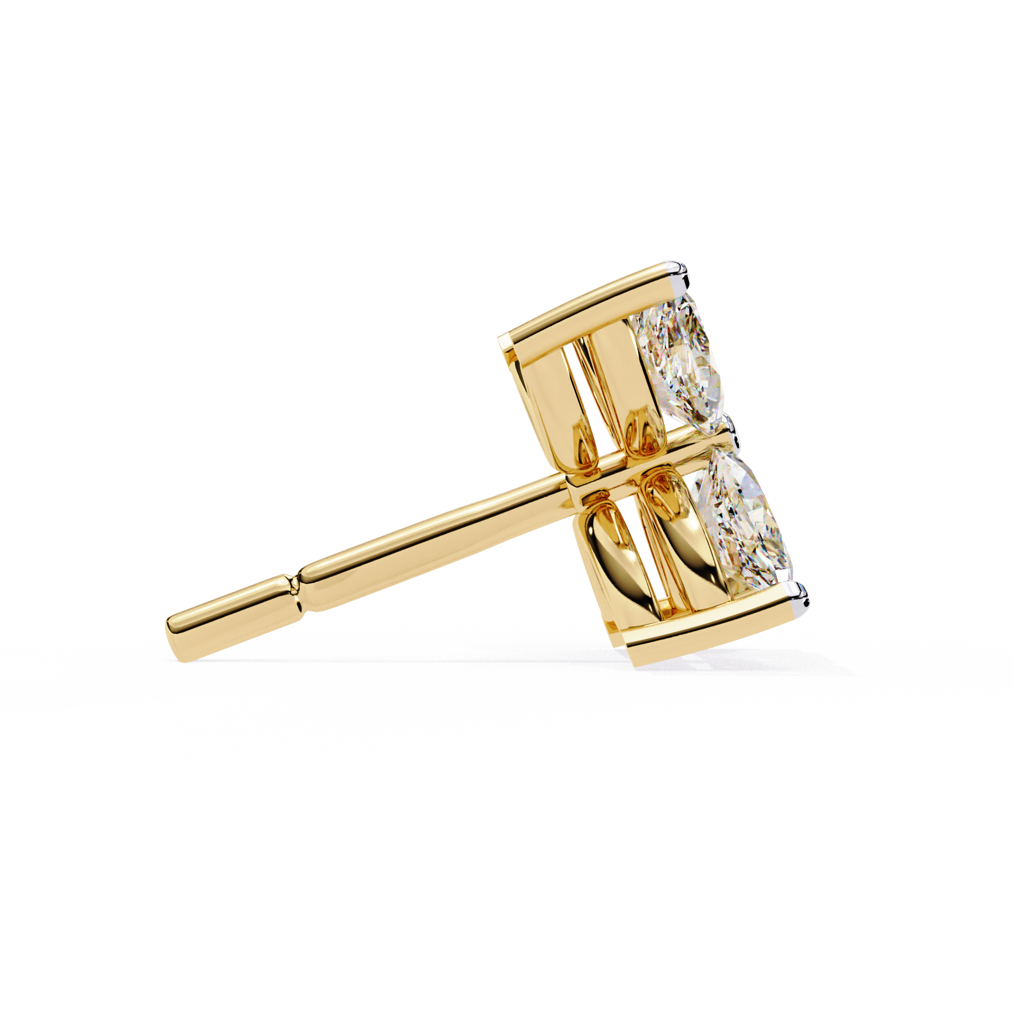 Signature Princess Pavé Border Diamond Stud Earrings — 10k–18k Gold