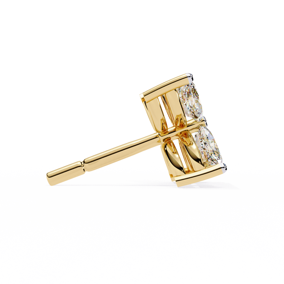Signature Princess Pavé Border Diamond Stud Earrings — 10k–18k Gold